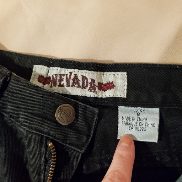 Vintage nevada sz 8 high waisted shorts black jean distressed grunge denim - Picture 16 of 16